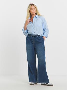 SIMPLY BE Mid Wash Tie Waist Jogger Jeans