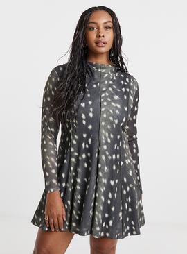 SIMPLY BE Seam Detail Mesh Mini Dress With Slash Neck