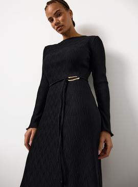 Black Midaxi Jersey Column Dress