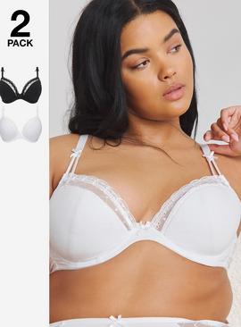 SIMPLY BE Rachel Everyday Padded Plunge Wired Bras 2 Pack 38E