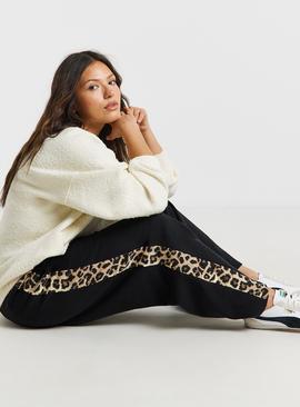 SIMPLY BE Wide Leg Leopard Side Stripe Joggers