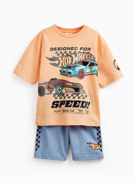 Orange Hot Wheels Print Short Sleeve Pyjama Set