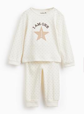 Cream I Am One Print Pyjama Set