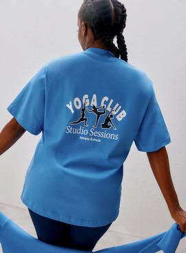 REAKTIV Blue Yoga Slogan Oversized Tee