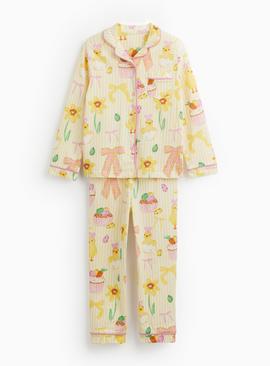 Mini Me Yellow Stripe Easter Print Traditional Pyjamas