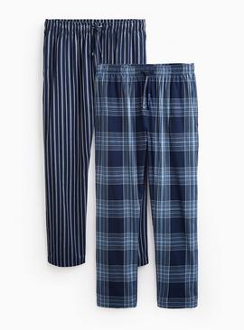 Check Striped Poplin Pyjama Bottoms 2 Pack