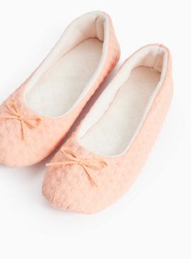 Coral Waffle Texture Ballerina Shoes