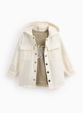 Cream Overshirt & T-Shirt Set
