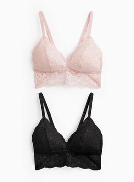 Pink & Black Lace Bralettes 2 Pack