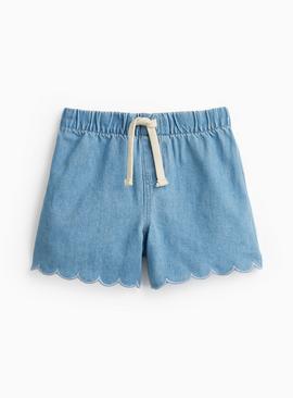 Blue Denim Pull On Shorts