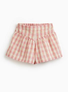 Pink Gingham Woven Shorts