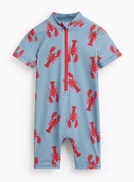 Blue Lobster Print Sunsafe Swimsuit