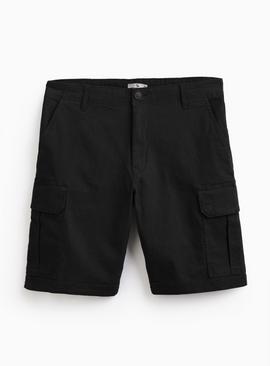 Black Longer Length Cargo Shorts