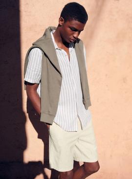 Pure Linen Stripe Short Sleeve Shirt