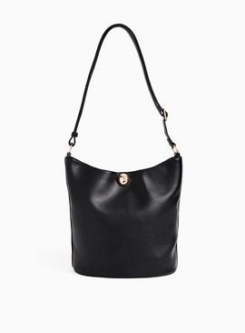 Black Bucket Clasp Detail Shoulder Bag One Size