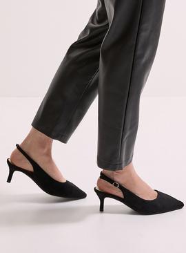 DOROTHY PERKINS Dova Slingback Kitten Heel Court Shoes Natural Black