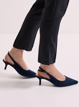 DOROTHY PERKINS Dova Slingback Kitten Heel Court Shoes Navy