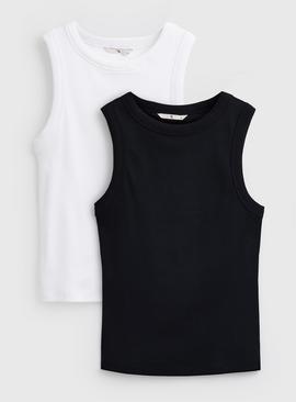 Black & White 2 Pack Ribbed Slim Fit Vests