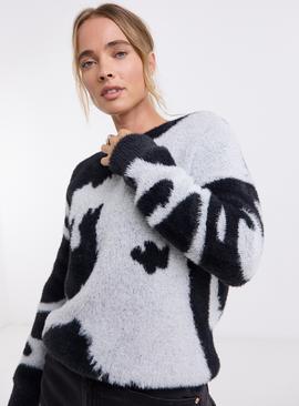 SIMPLY BE Cow Print Crew Neck Jumper
