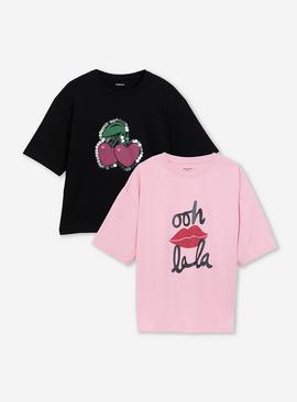 SIMPLY BE 2 Pack Graphic T Shirt