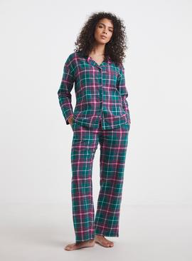 SIMPLY BE Pretty Secrets Check Button Through Pyjama Set