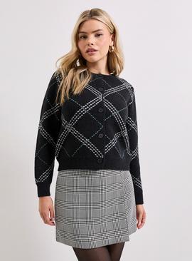DOROTHY PERKINS Black Argyle Cardigan Black