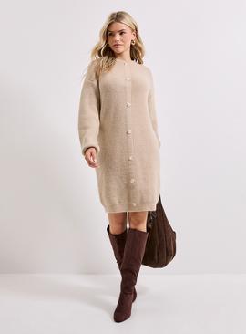 DOROTHY PERKINS Oatmeal Button Down Knitted Dress