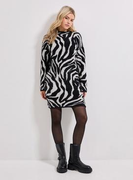 DOROTHY PERKINS Zebra Fluffy Knitted Dress