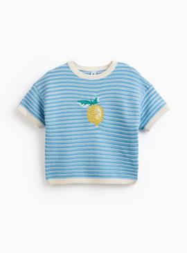 Blue Stripe Lemon Logo T-Shirt