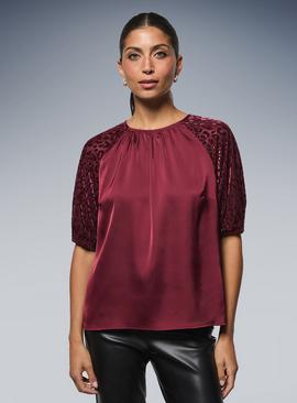 WALLIS Devore Velvet Puff Sleeve Top