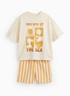 Cream The Sea Graphic T-Shirt & Shorts Set