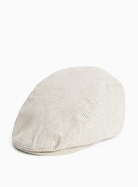 Natural Pinstripe Flat Cap One Size