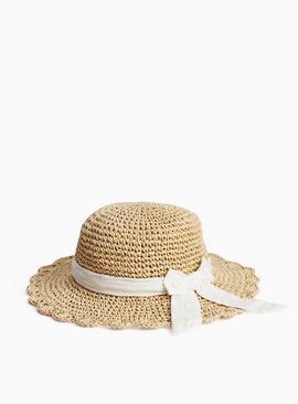 Straw Bow Detail Floppy Hat