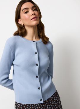 Soft Touch Ribbed Crew Neck Cardigan