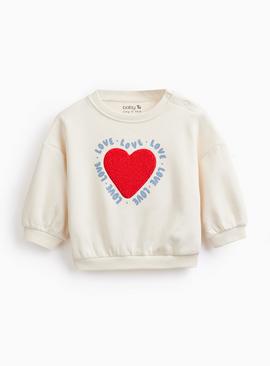 Cream Valentine's Day Love Heart Sweatshirt