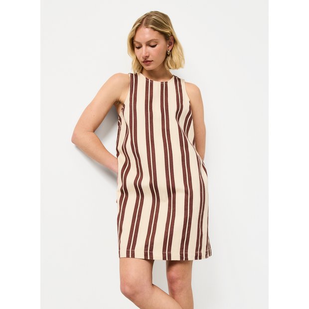Buy Rust Stripe Denim Mini Shift Dress 20 | Mini dresses