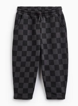 Black & Grey Chequered Open Leg Joggers