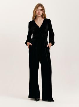 FINERY Anna Velvet Jumpsuit Black