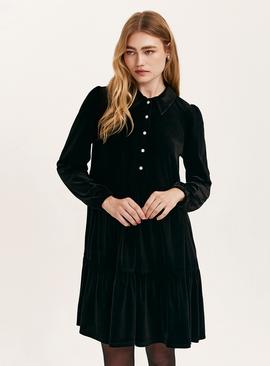 FINERY Rosanna Velvet Mini Dress Black