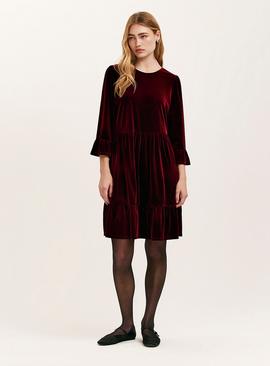 FINERY Camie Dress Burgundy Velvet