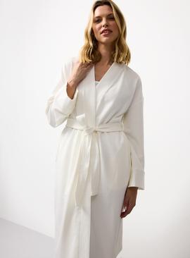 White Ribbed Jersey Dressing Gown