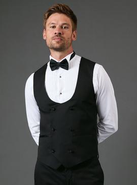 BURTON Black Slim Fit Tuxedo Suit Waistcoat