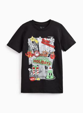 Black Happy Holidays Christmas T-Shirt