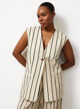 Natural Stripe Linen Blend Co-ord Waistcoat