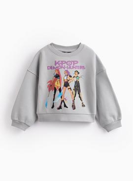 Grey KPop Demon Hunters Graphic Sweatshirt