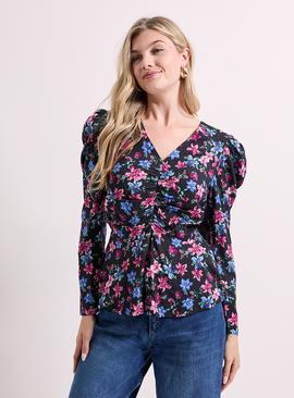 DOROTHY PERKINS Button Detail Printed Peplum Blouse
