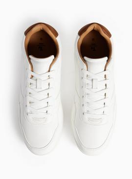 White PU Leather Cupsole Trainers
