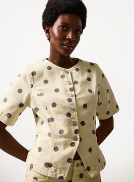 Light Yellow Polka Dot Print Top