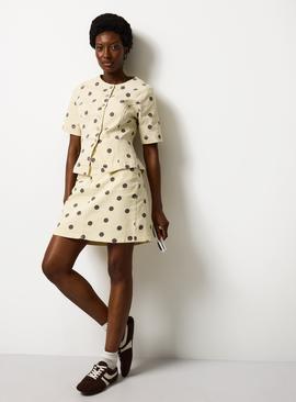 Light Yellow Polka Dot Print Mini Skirt