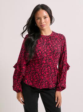 DOROTHY PERKINS Ruffle Blouson Sleeve Empire Seam Blouse Pink